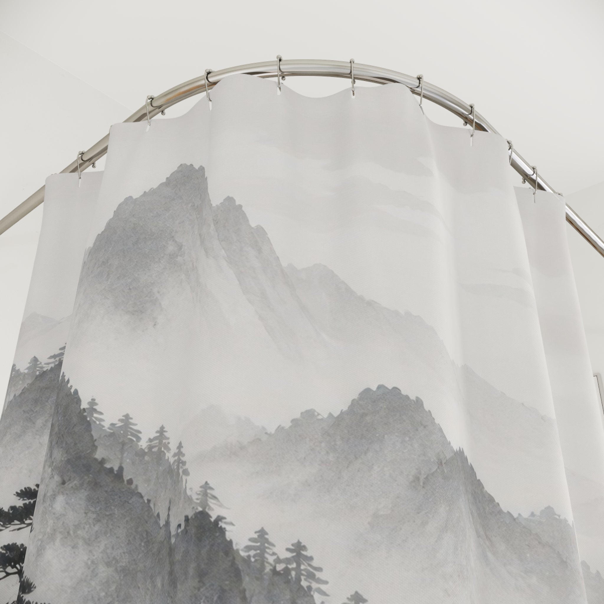 Grey Mountain Landscape Shower Curtain