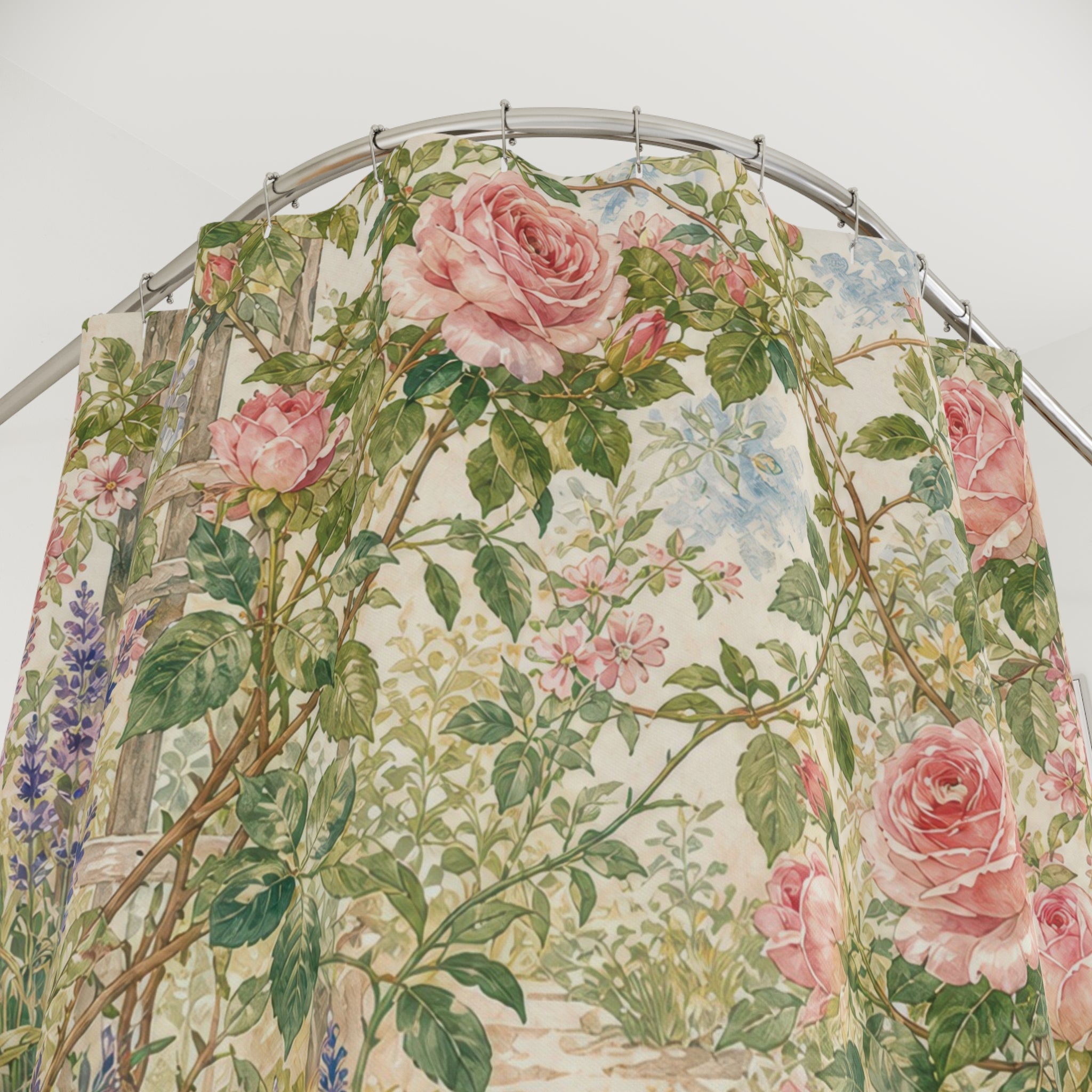 Garden Shower Curtain: Soft Floral Meadow Pattern