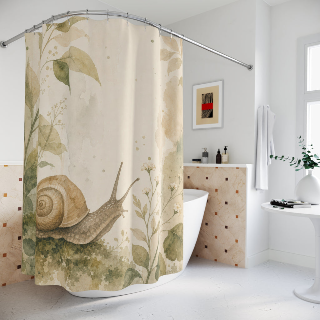 Snail Botanical Nature Shower Curtain