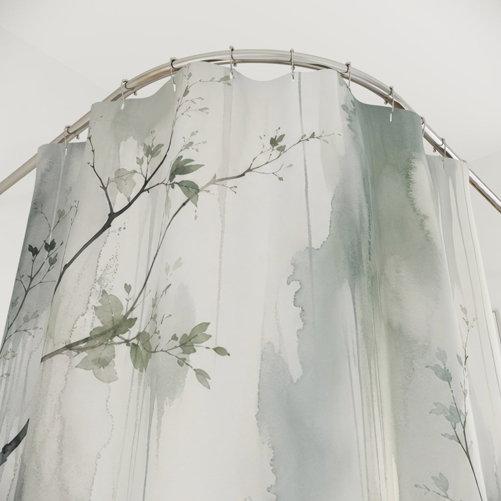 Misty Watercolor Branch Shower Curtain