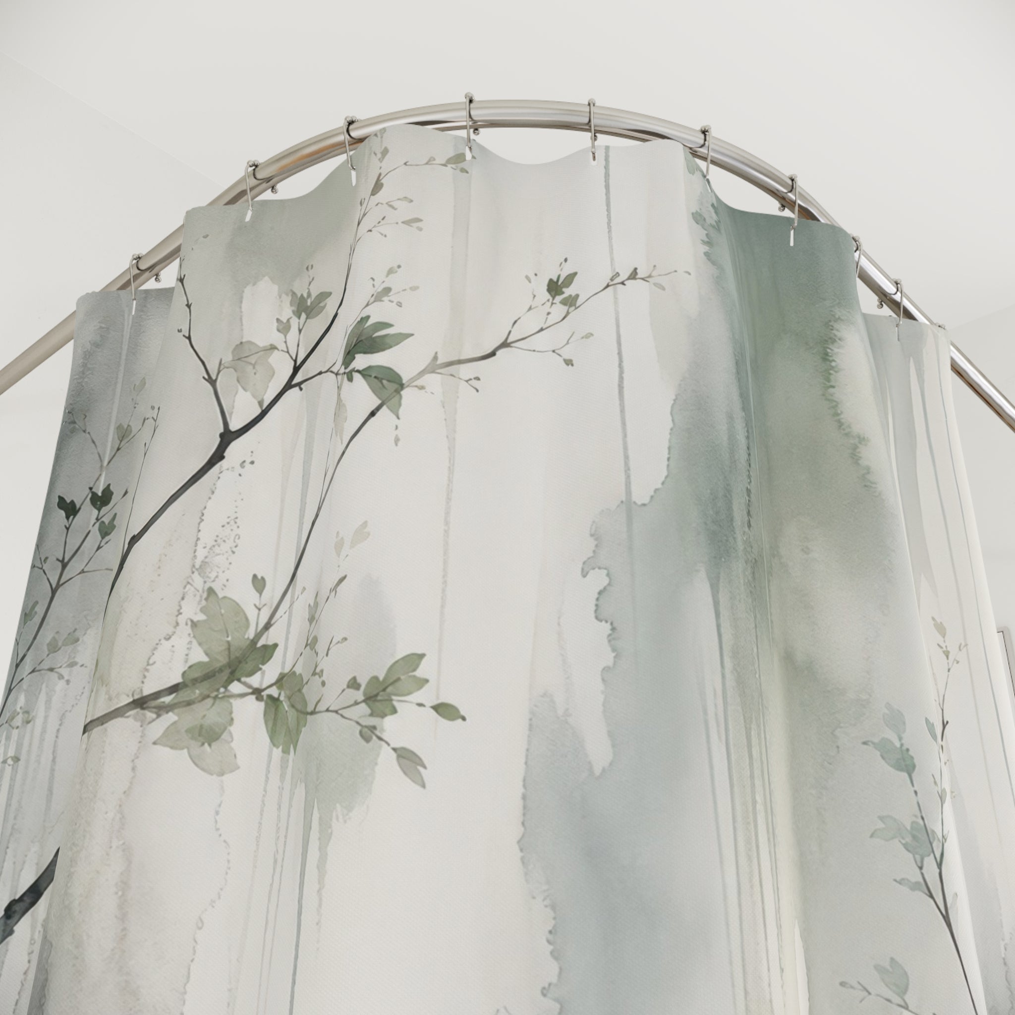 Misty Watercolor Branch Shower Curtain