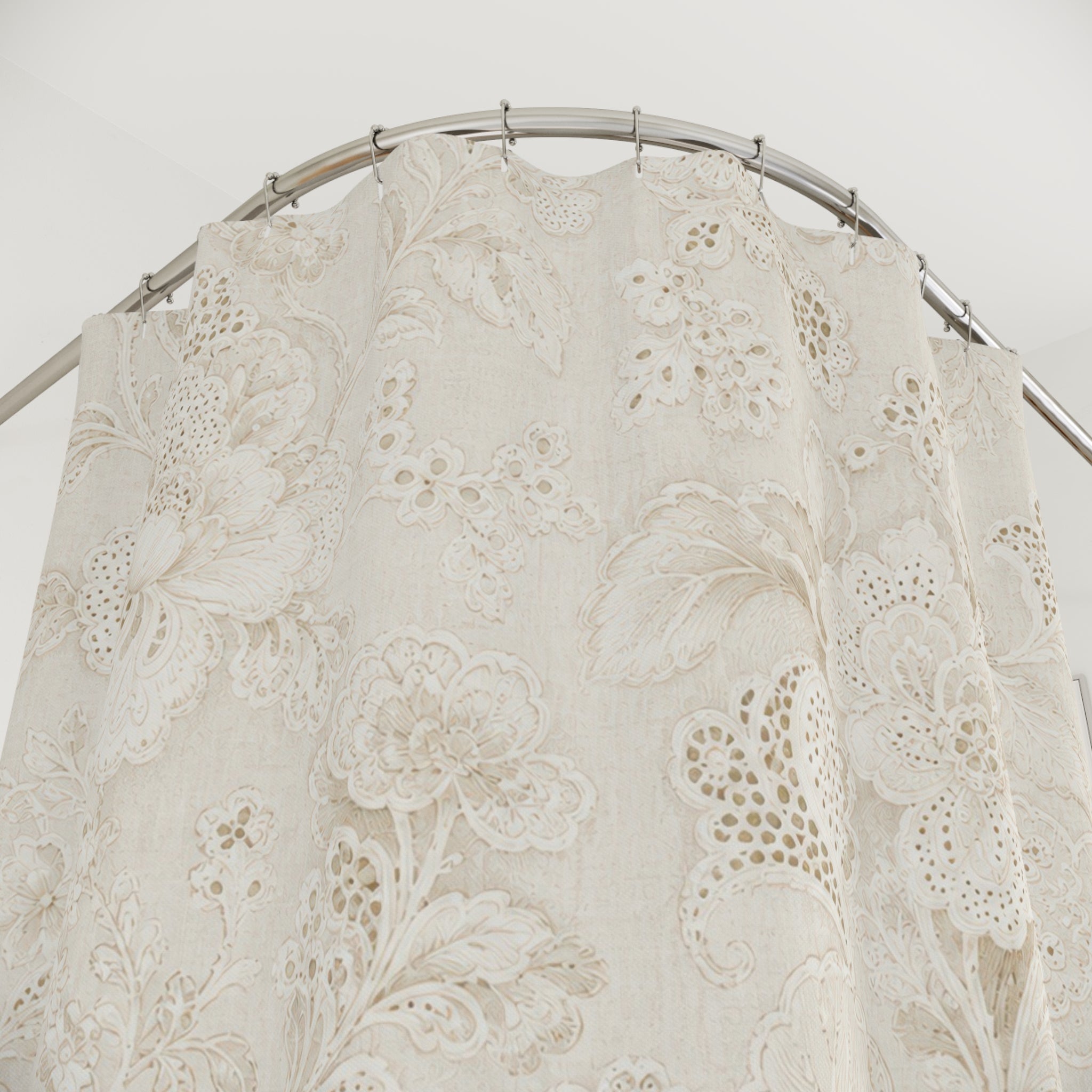 Cream Floral Shower Curtain