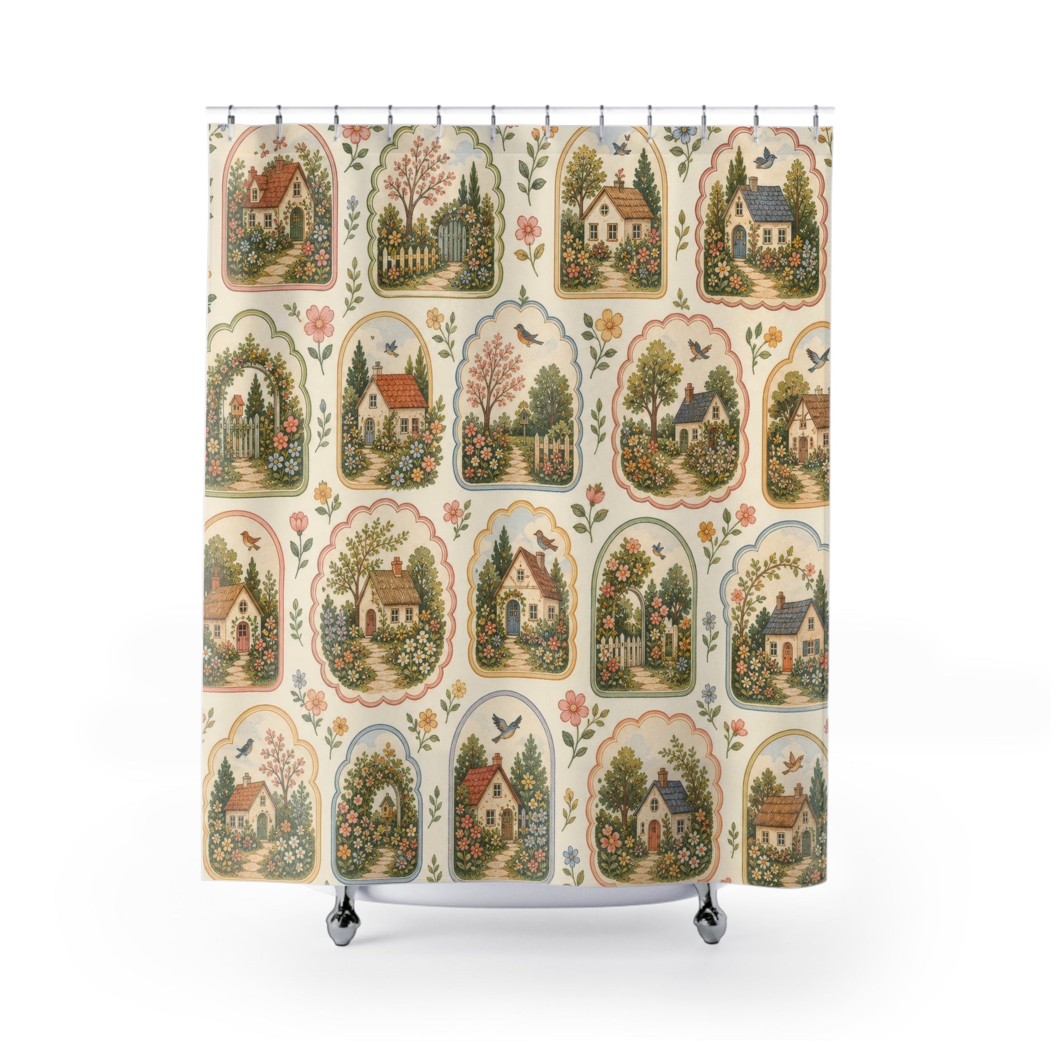 Storybook Cottage Cottagecore Shower Curtain