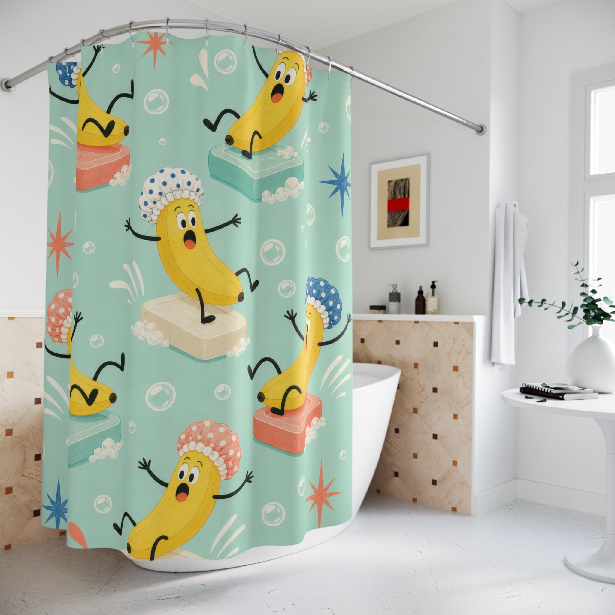 Banana Shower Cap Shower Curtain