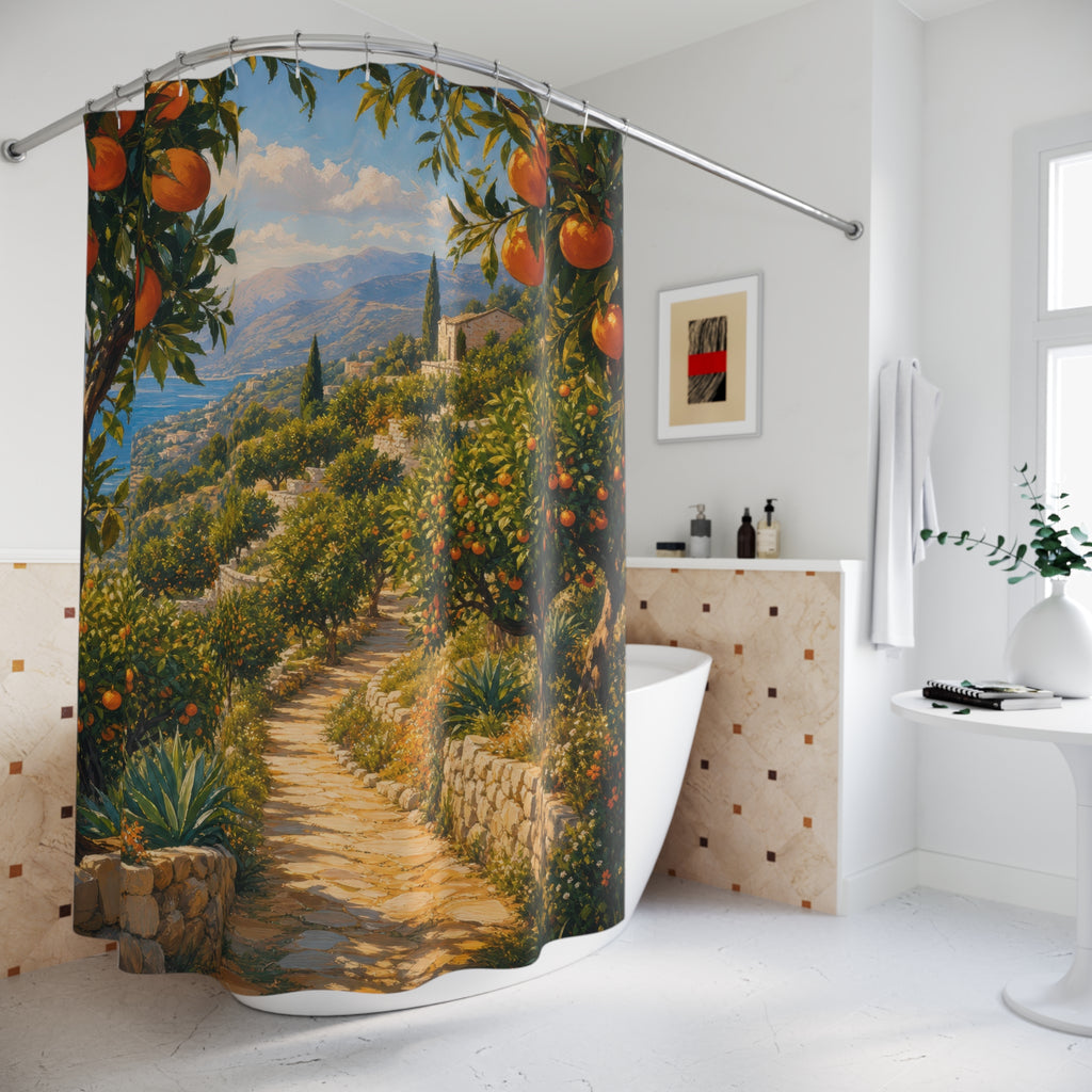Mediterranean Orange Grove Shower Curtain