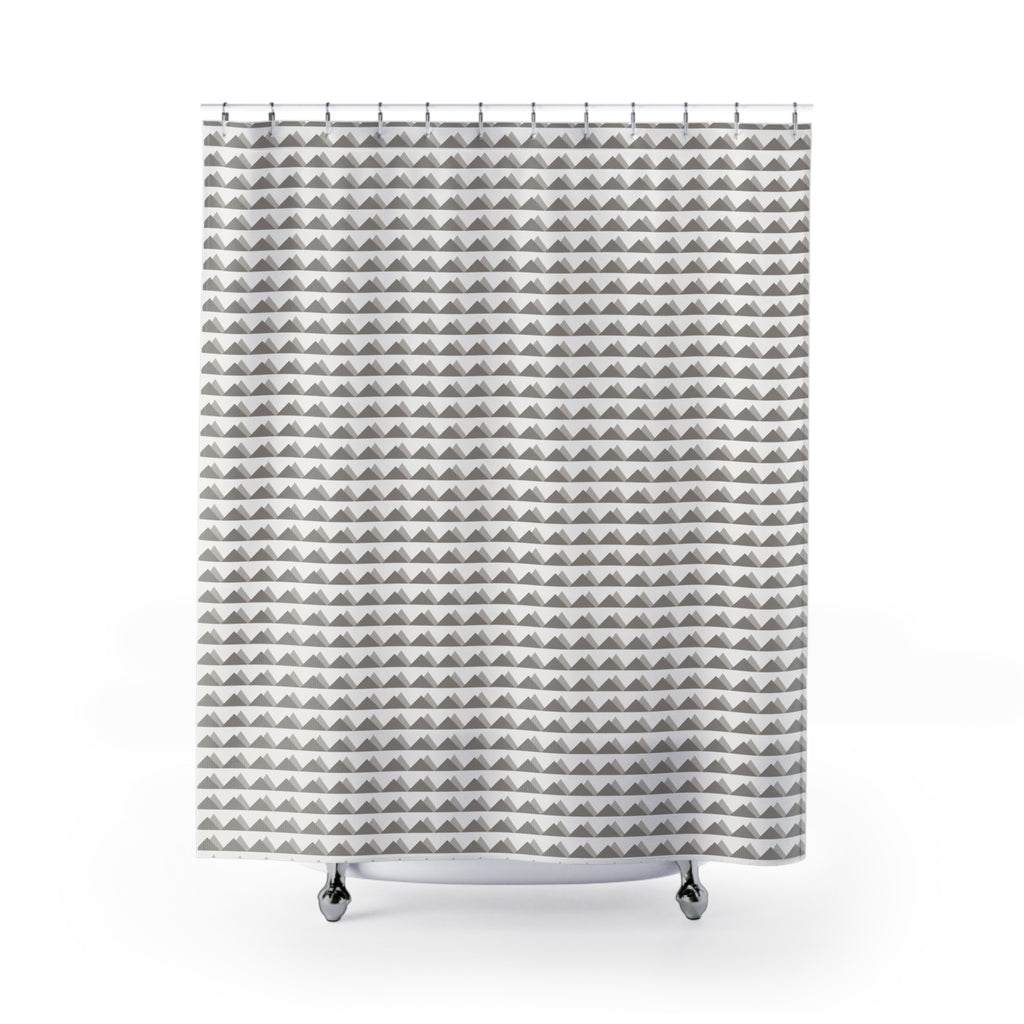 Scandinavian Mountain Shower Curtain – Grey Peaks