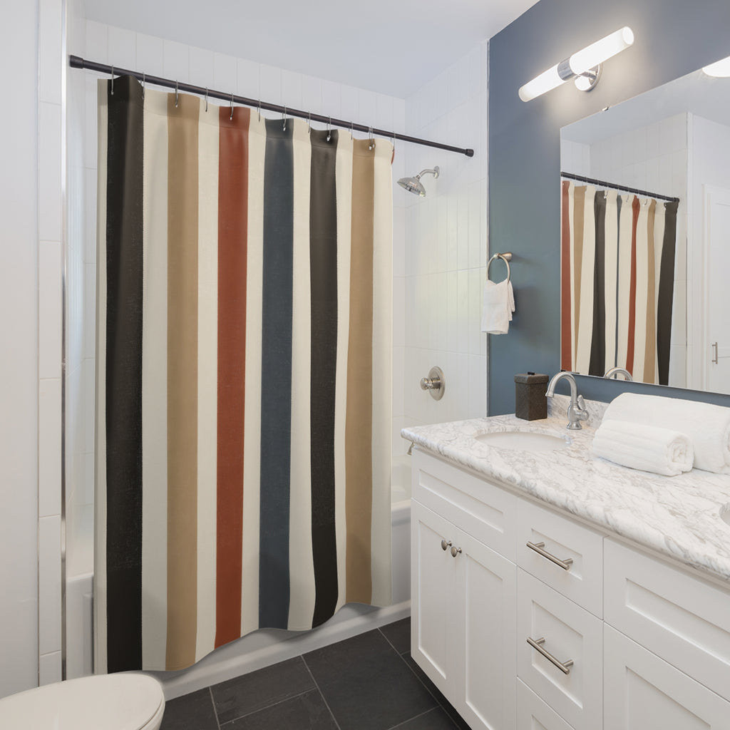 Rust Tan Cabana Stripe Shower Curtain