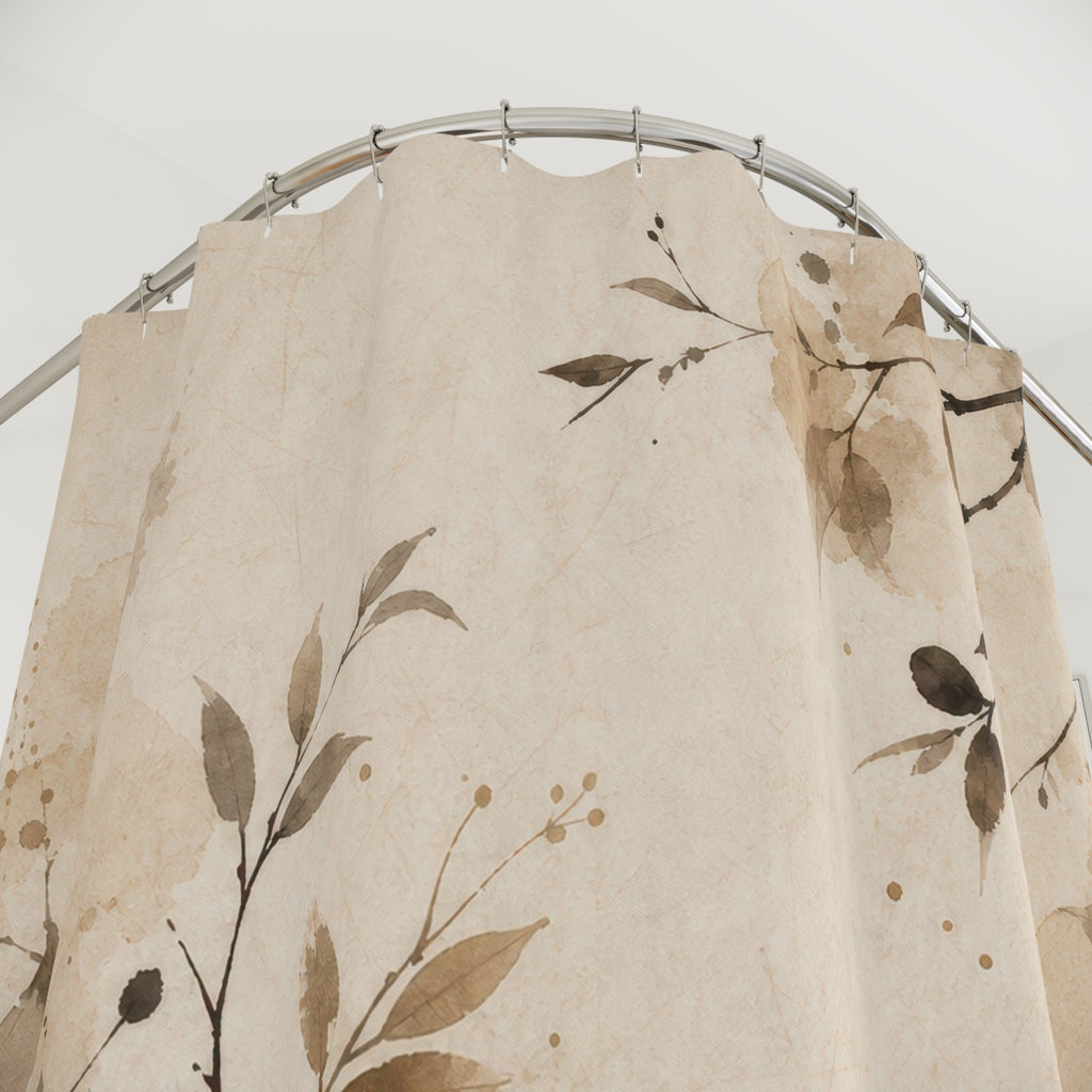 Brown Beige Branch Silhouette Shower Curtain