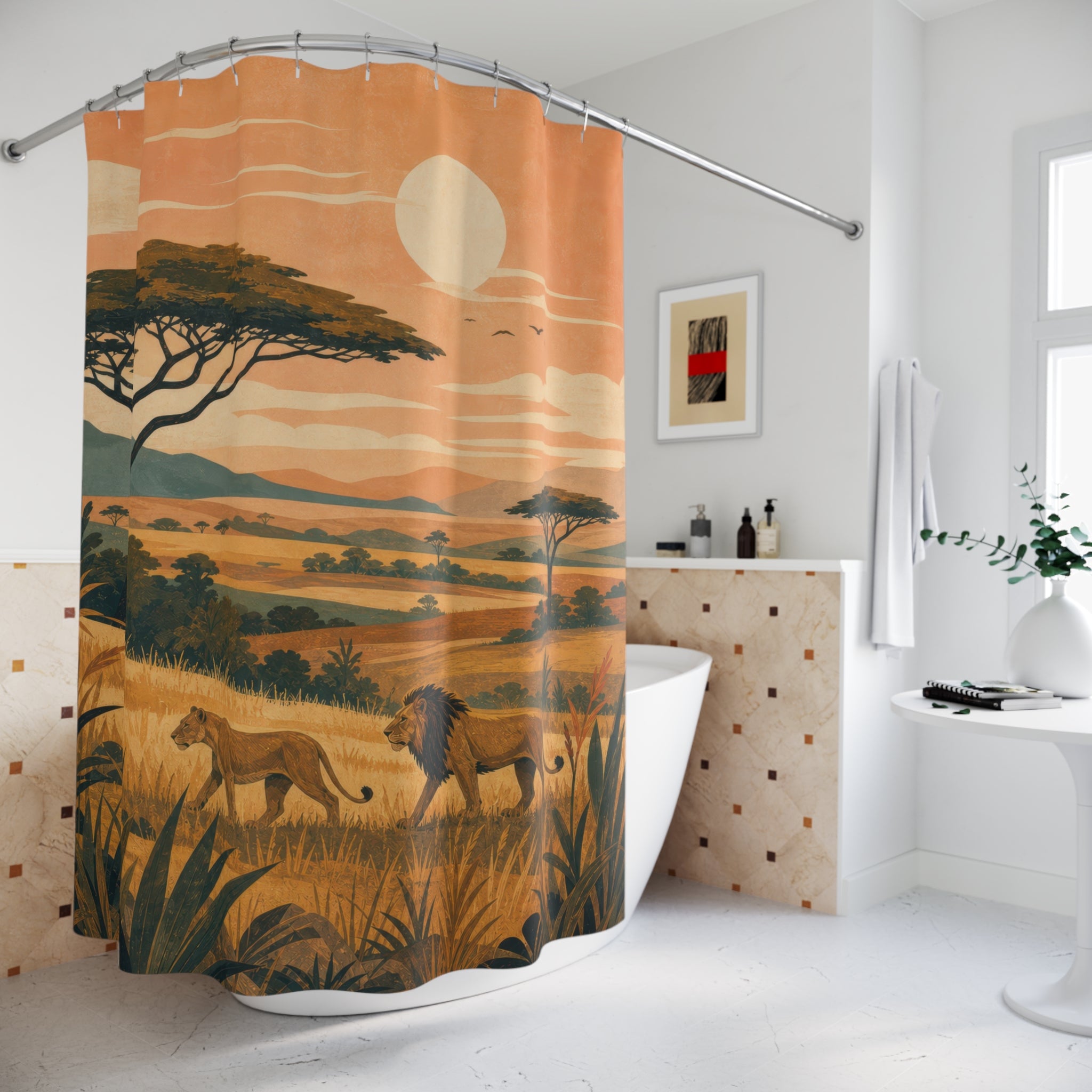 Savanna Landscape Animal Scene Shower Curtain