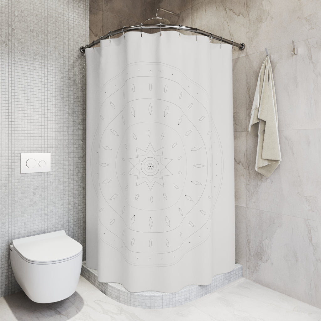 Line Art Mandala Shower Curtain – Charcoal on White