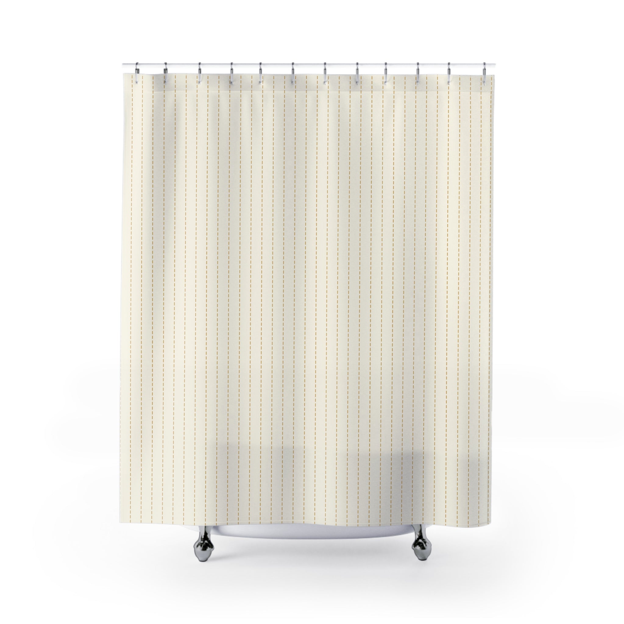 Yellow and White Dash Stripe Shower Curtain