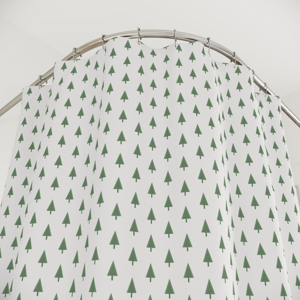 Scandinavian Forest Shower Curtain – Sage Pine Tree