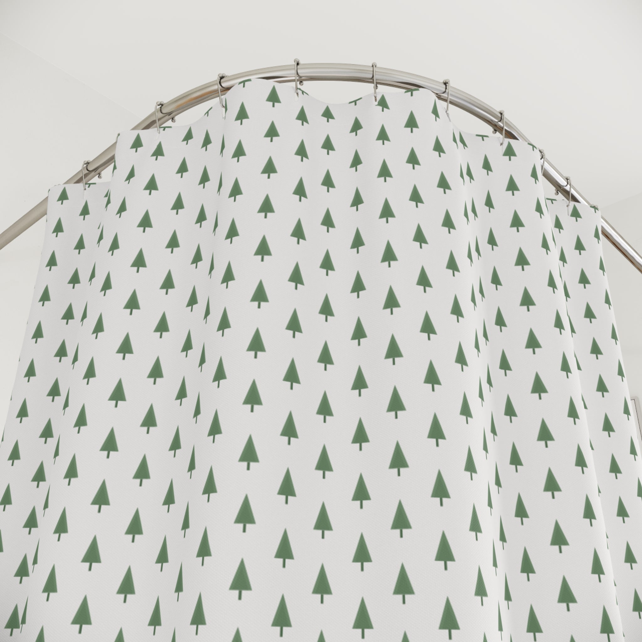 Scandinavian Forest Shower Curtain – Sage Pine Tree