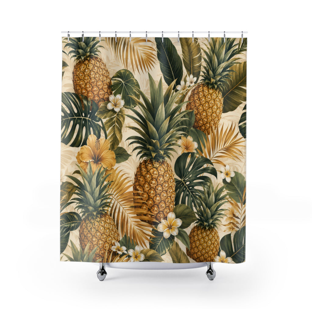 Pineapple Tropical Botanical Shower Curtain