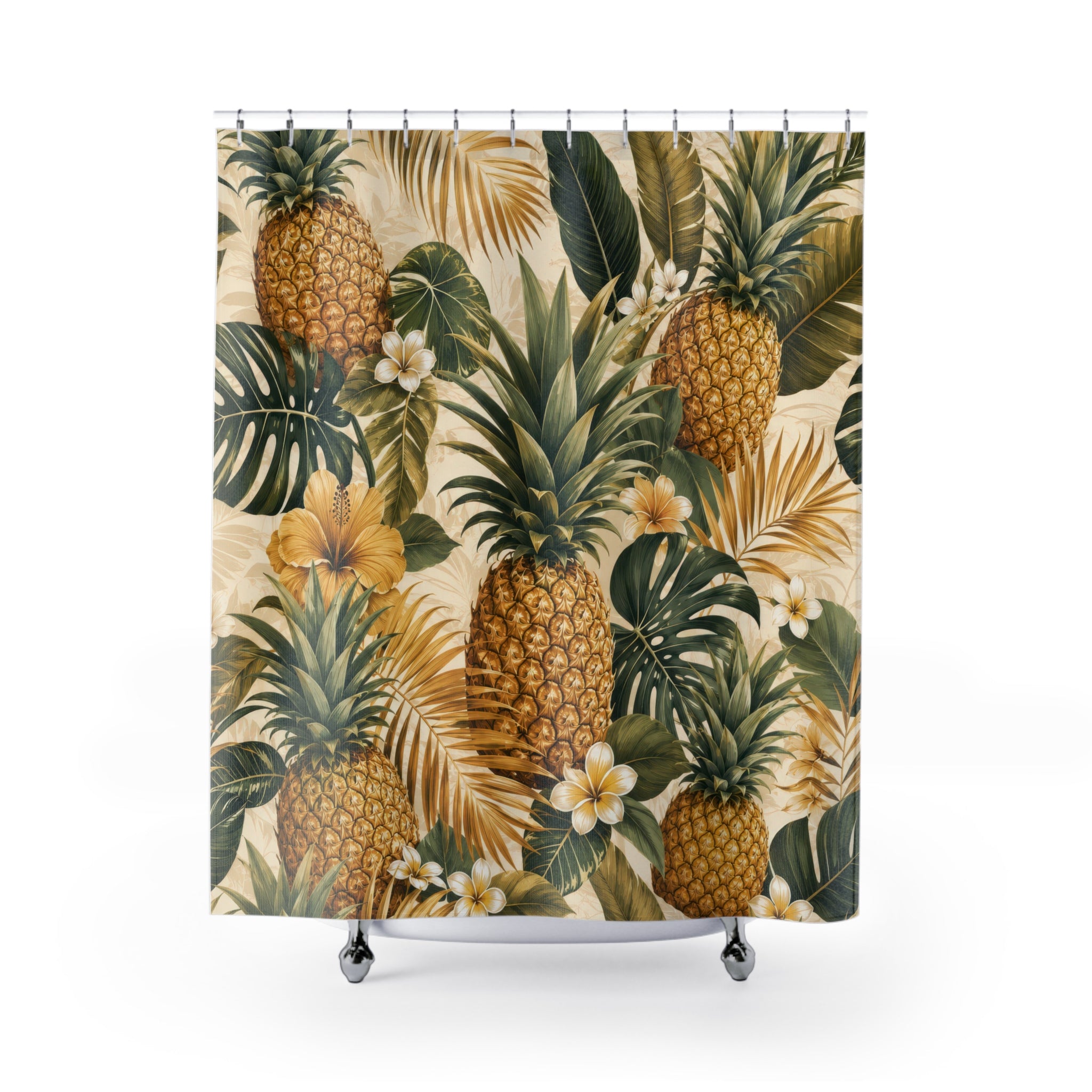 Pineapple Tropical Botanical Shower Curtain