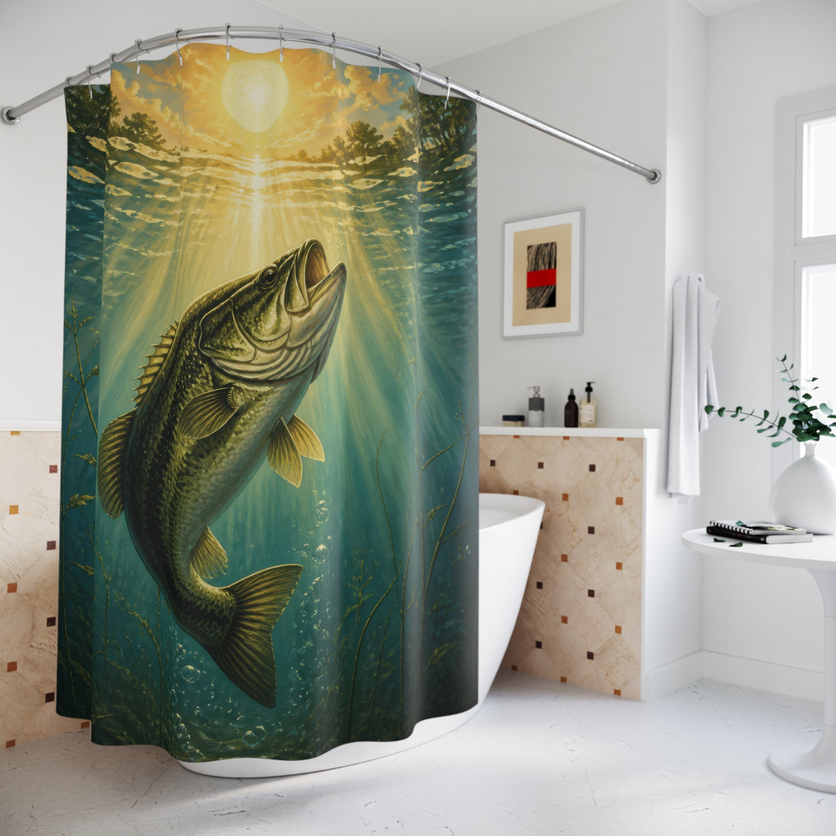 Largemouth Bass Freshwater Fish Shower Curtain