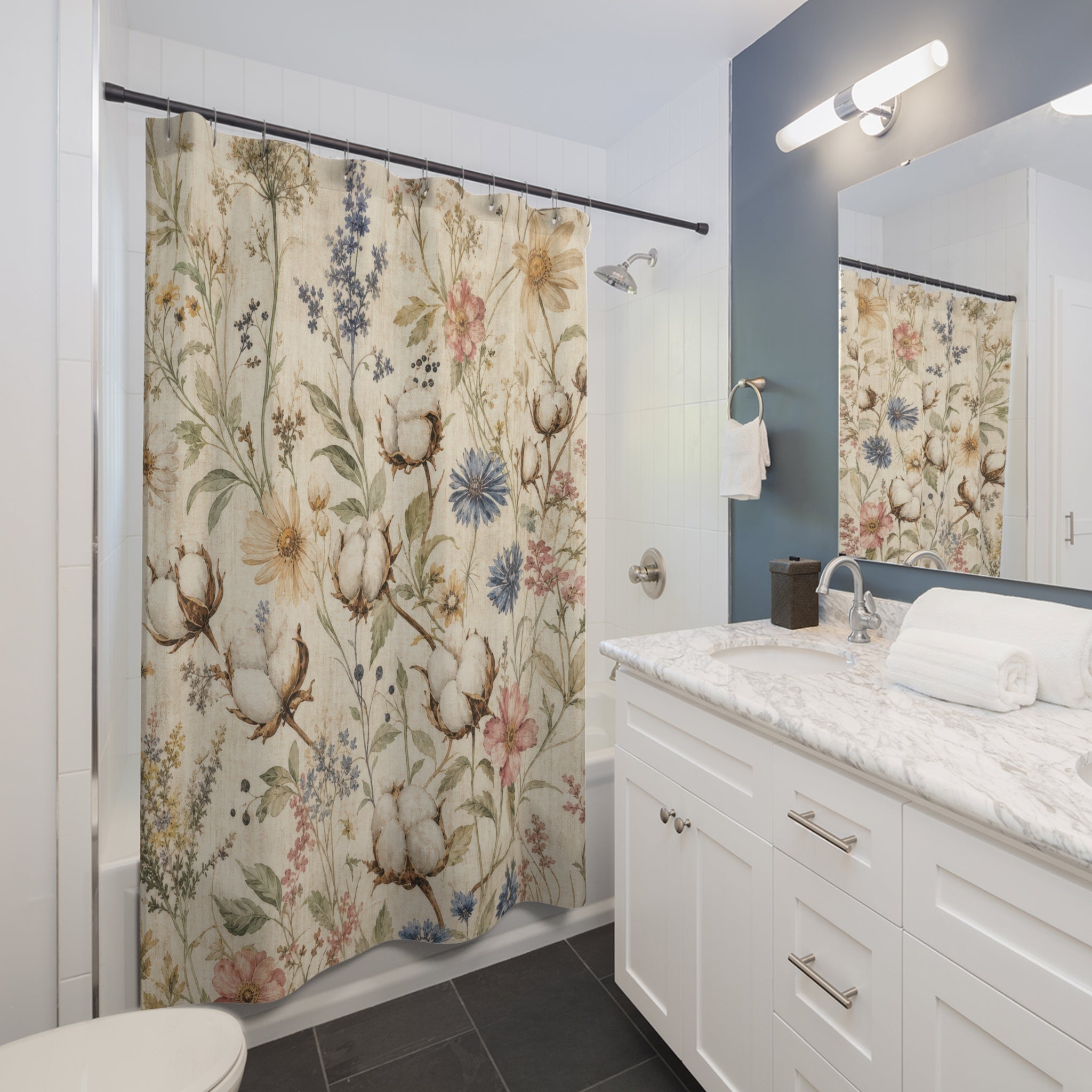 Farmhouse Floral Shower Curtain