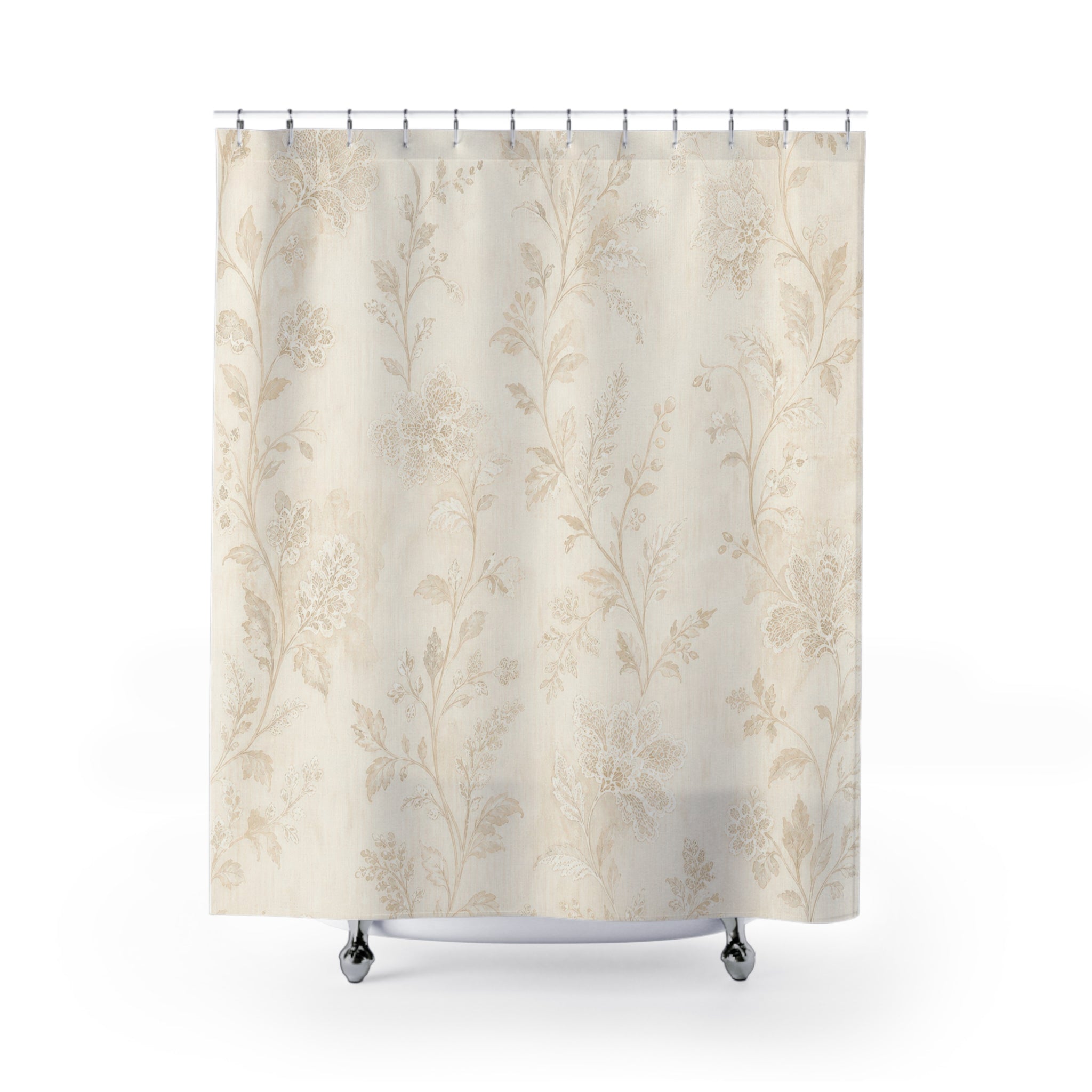 Faded Beige Floral Branch Shower Curtain