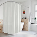 Green and White Dash Stripe Shower Curtain