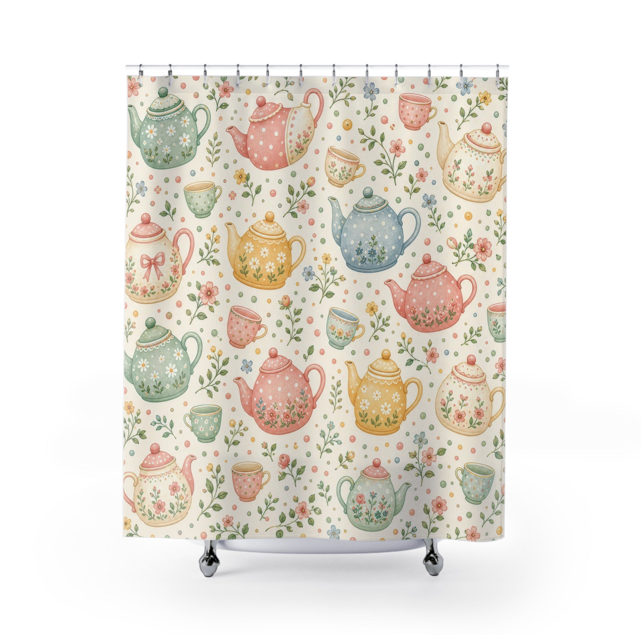 Pastel Teapot Cute Shower Curtain
