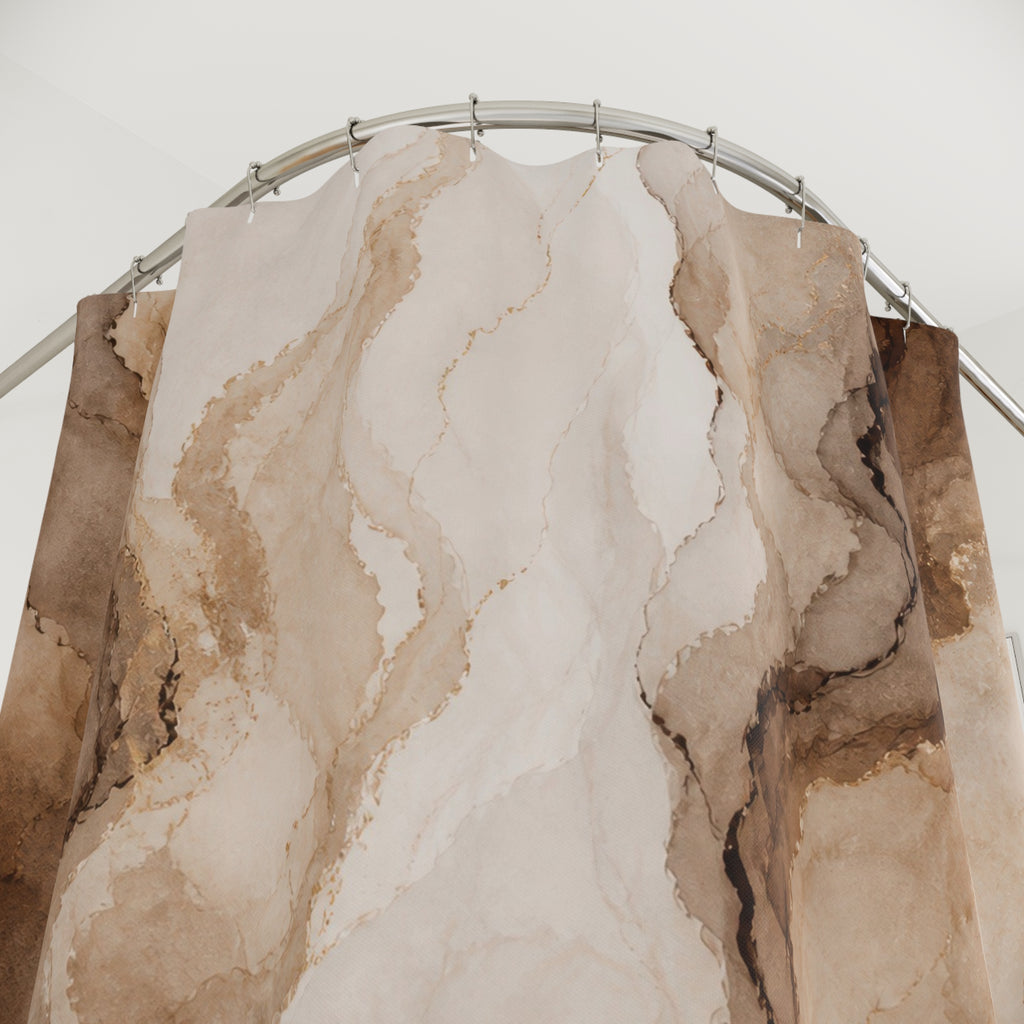 Brown Beige Abstract Stone Shower Curtain