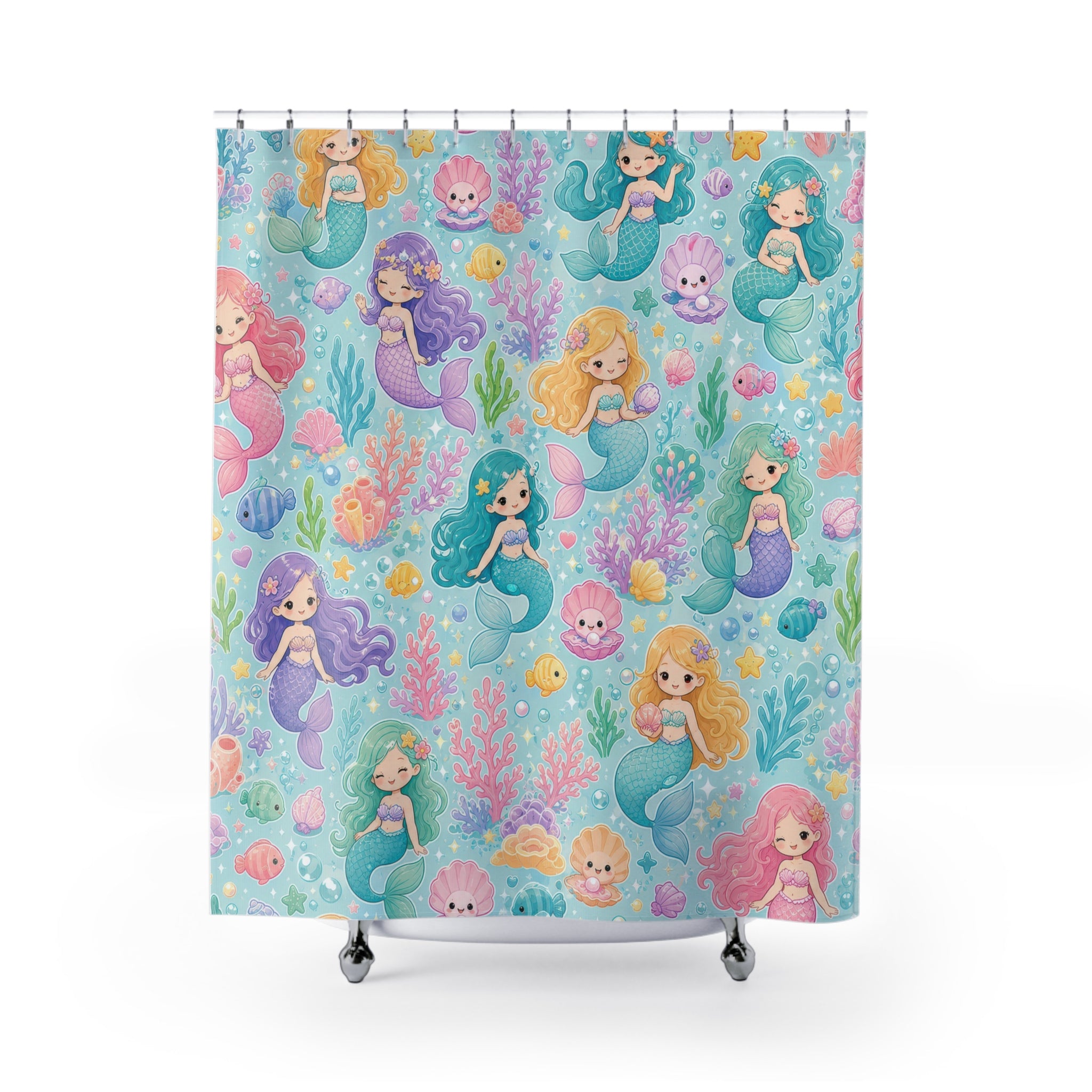 Cute Pastel Ocean Repeat Shower Curtain