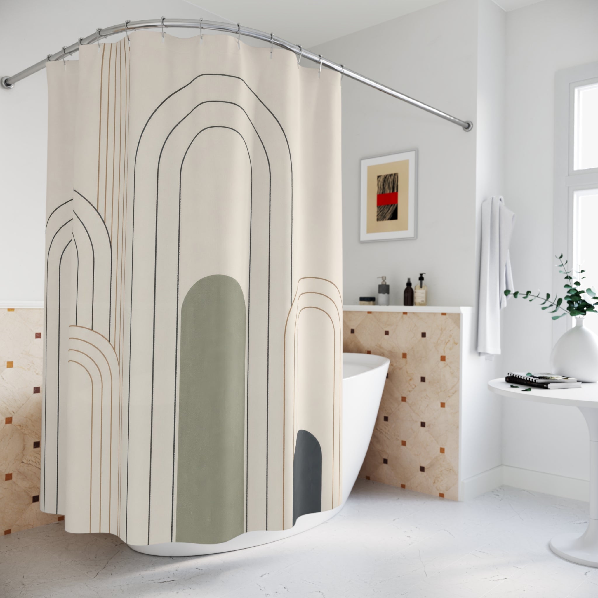 Nested Arch Line Art Shower Curtain