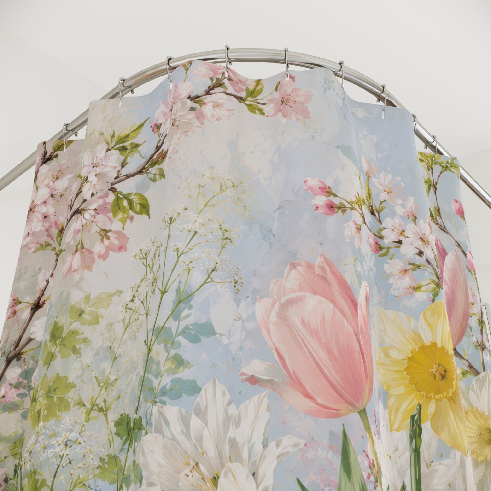 Spring Floral Shower Curtain: Tulip Daffodil