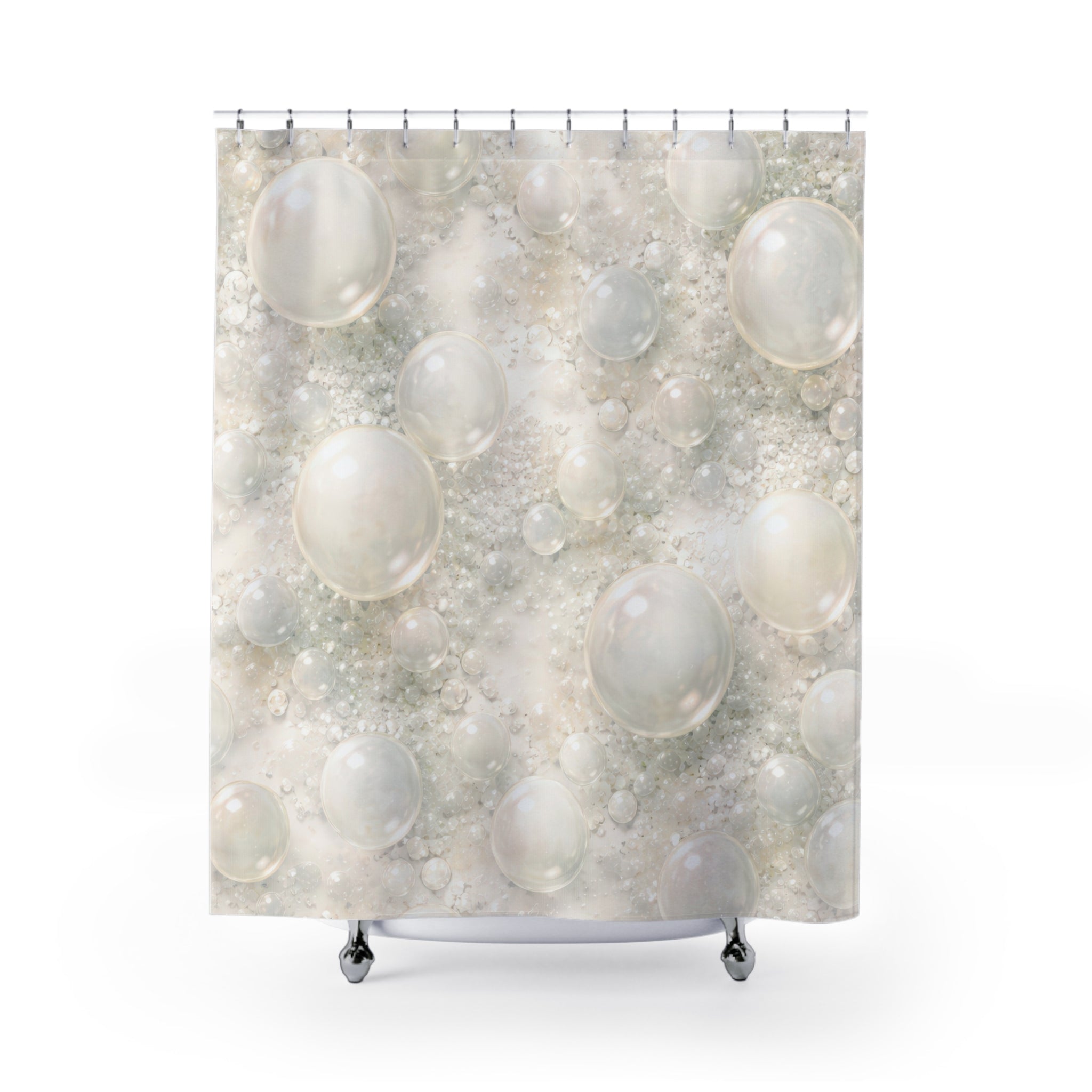 Abstract Bubble Shower Curtain – Ivory Pearl Celadon