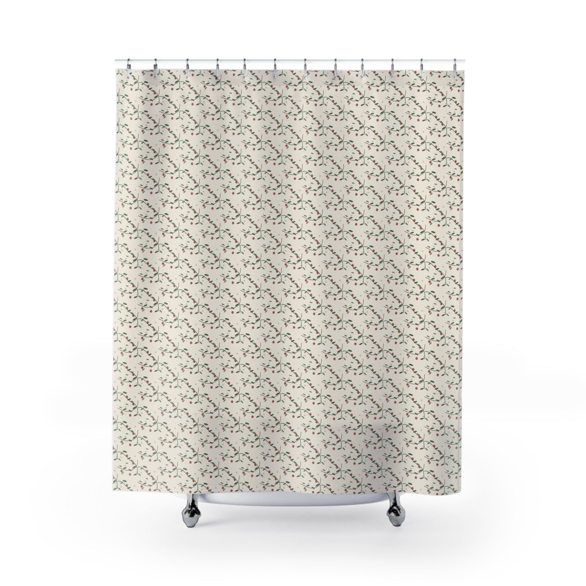 Art Nouveau Vine Shower Curtain – Sage Green & Cream