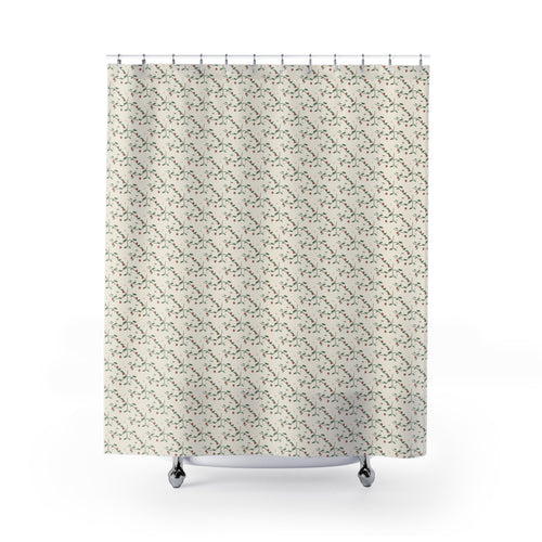 Art Nouveau Vine Shower Curtain – Sage Green & Cream