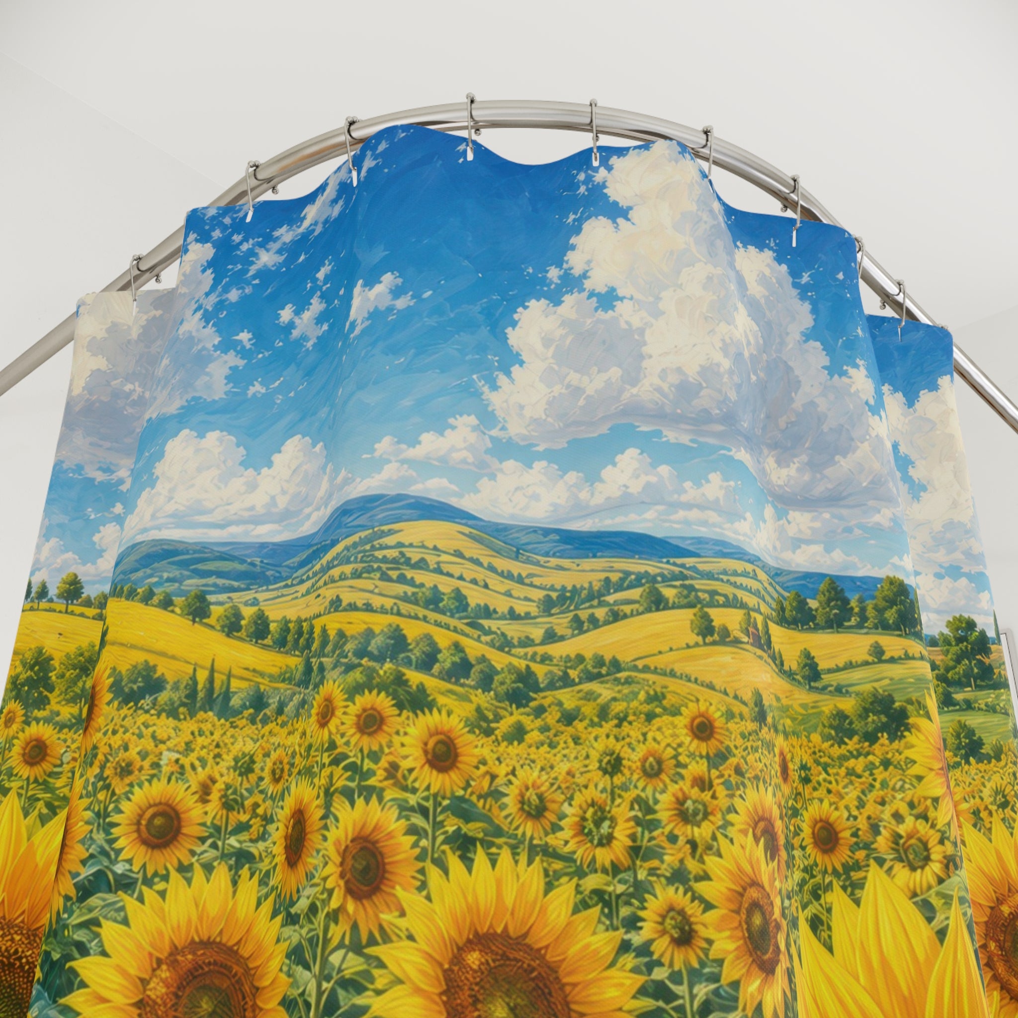 Sunflower Meadow Summer Sky Shower Curtain