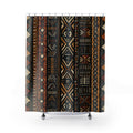 Mud Cloth Shower Curtain: Black Ivory Brown Geometric