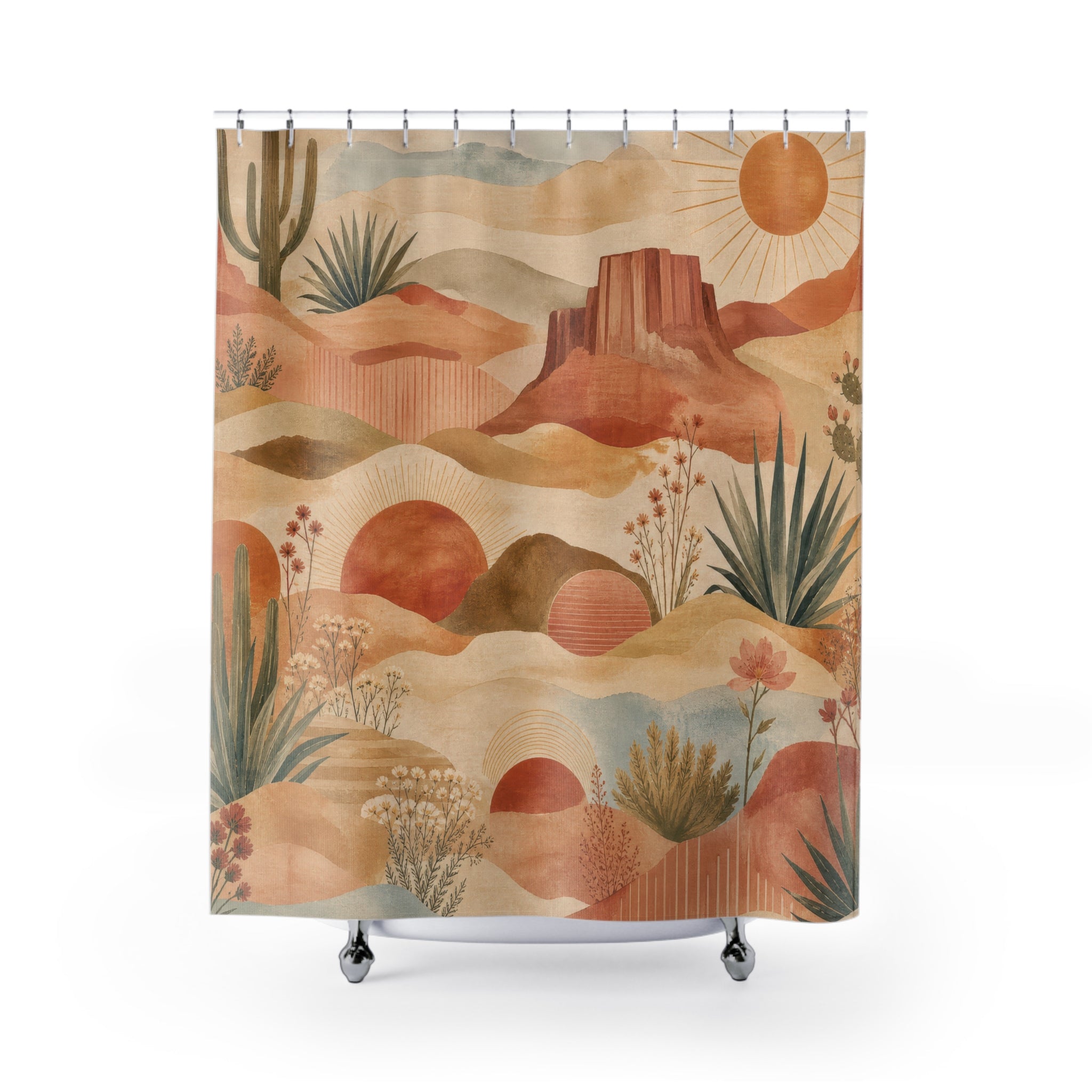 Desert Shower Curtain: Southwestern Landscape Pattern
