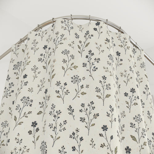 Black White Ditsy Shower Curtain, Black White Classic Bathroom Decor, Monochrome Floral Bath Curtain, Guest Bathroom Decor, Small Bath Decor