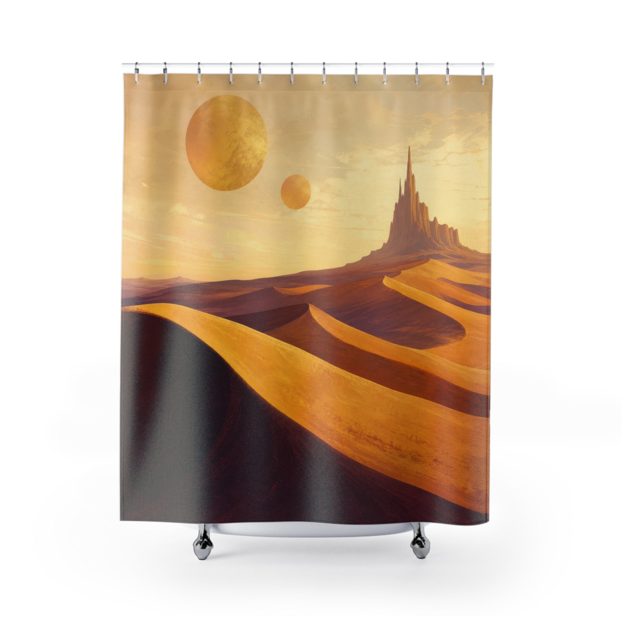 Golden Orbit Desert Shower Curtain
