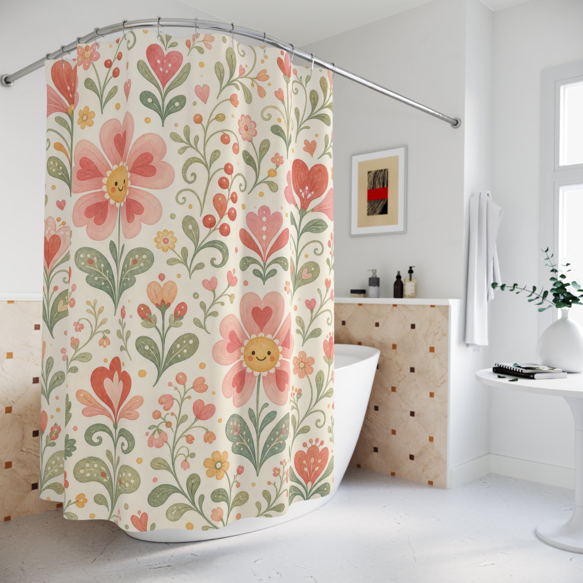Pink Flower Shower Curtain