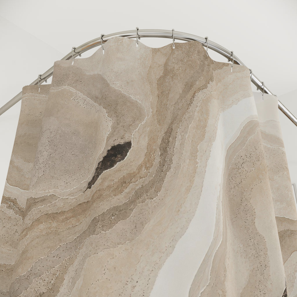 Travertine River Beige Abstract Shower Curtain