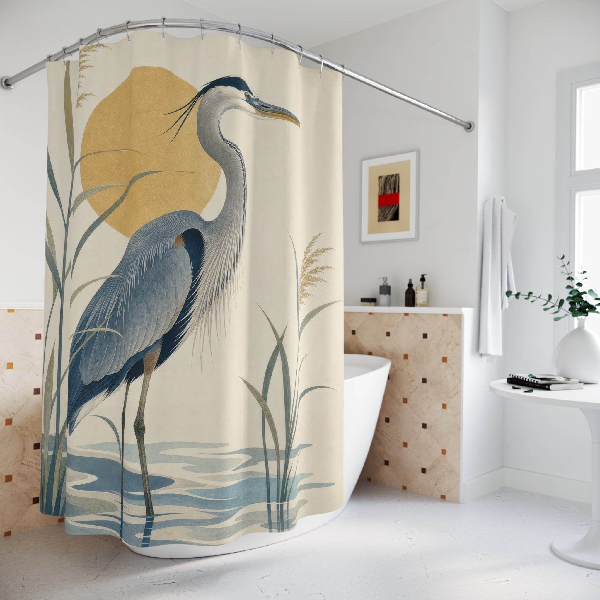 Bird Heron Shower Curtain