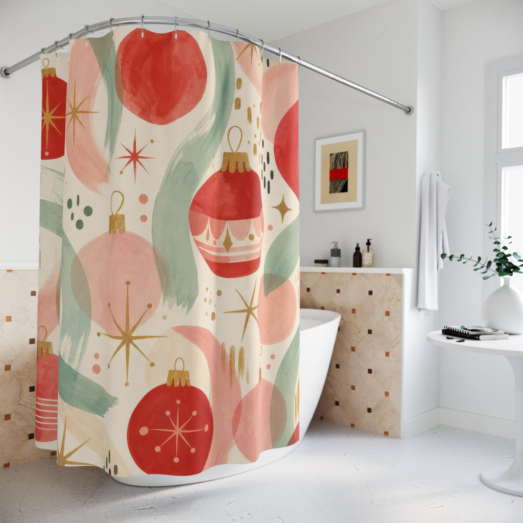 Retro Ornament Christmas Shower Curtain