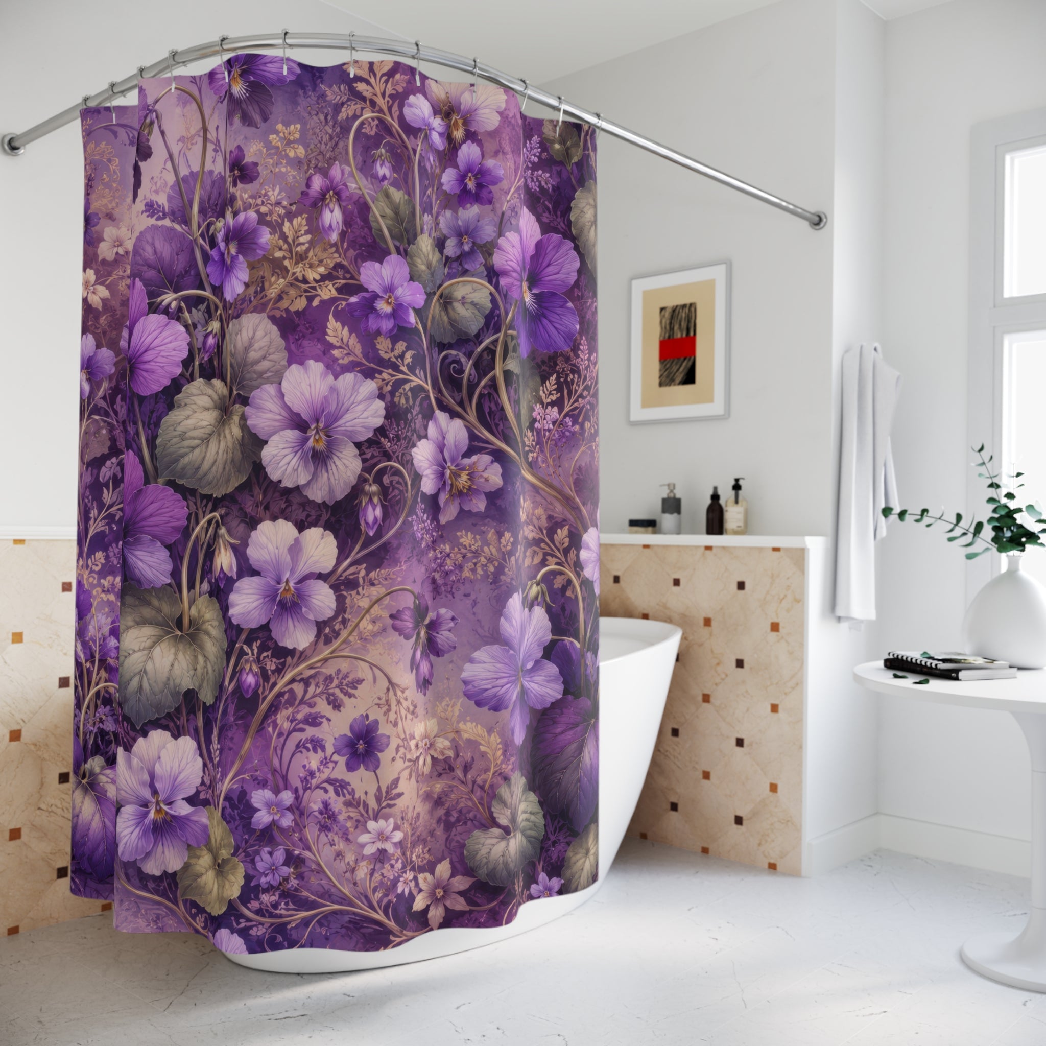 Purple Floral Shower Curtain: Violet Botanical
