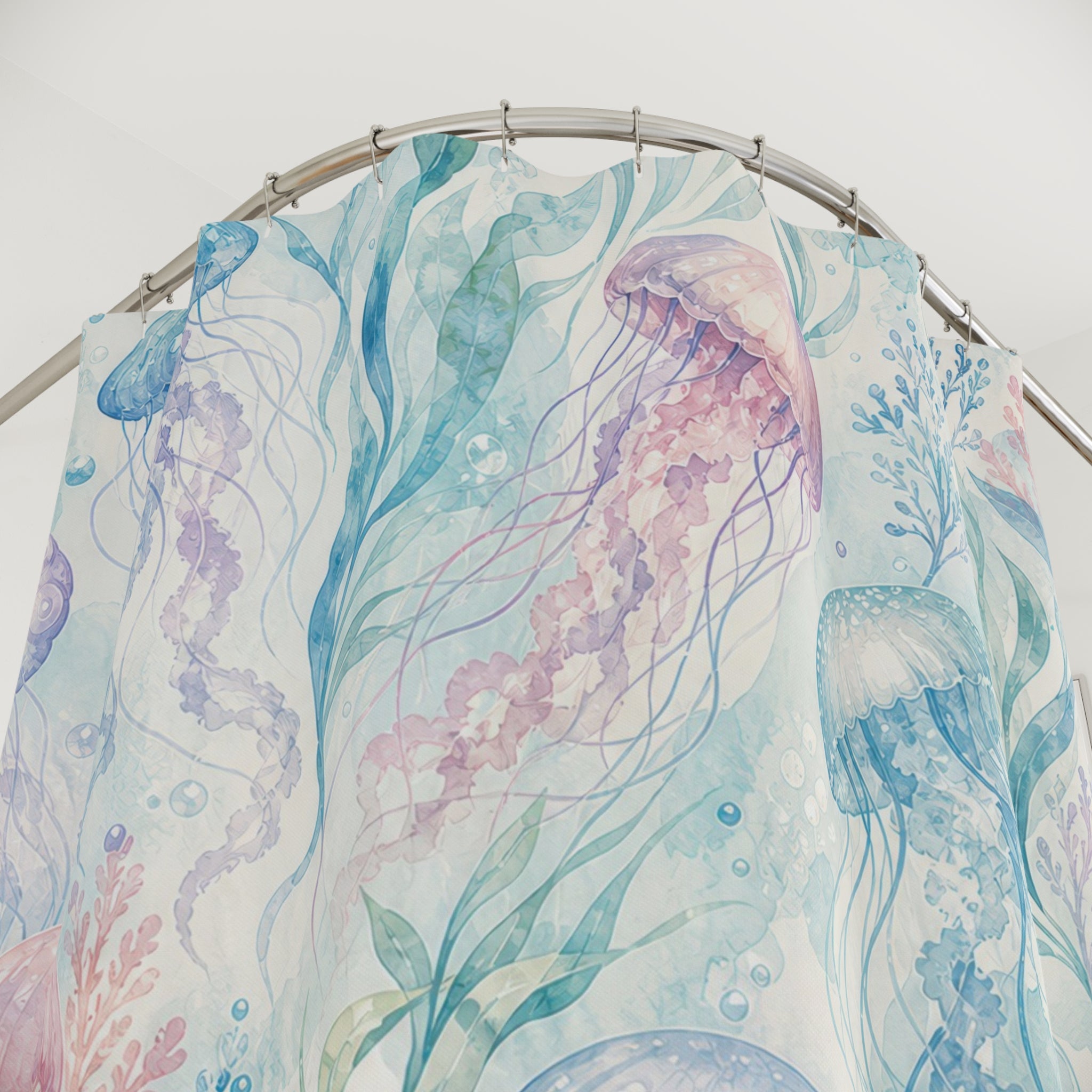 Aqua Lavender Jellyfish Shower Curtain