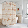 Boho Geometric Shower Curtain – Beige Terracotta