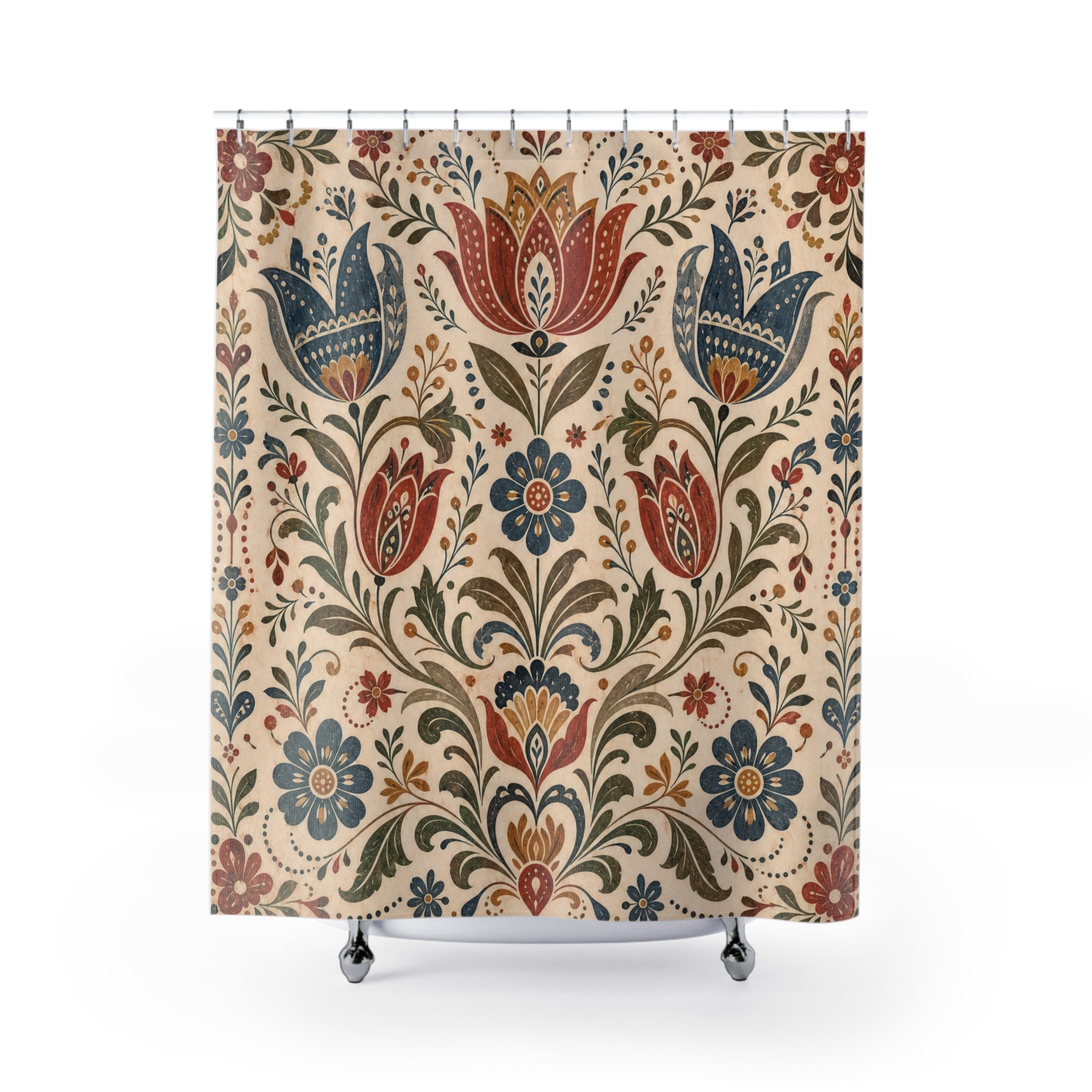 Vintage Folk Floral Shower Curtain