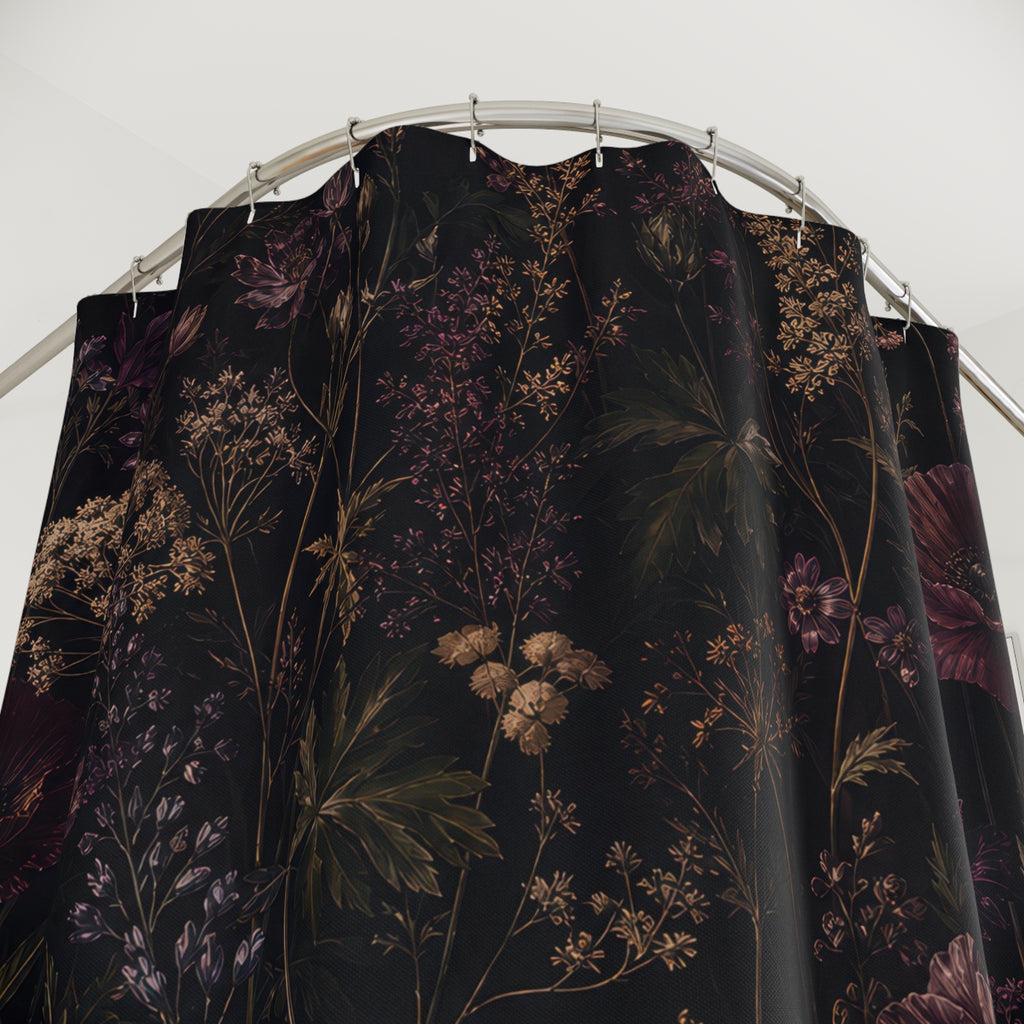Dark Wildflower Shower Curtain