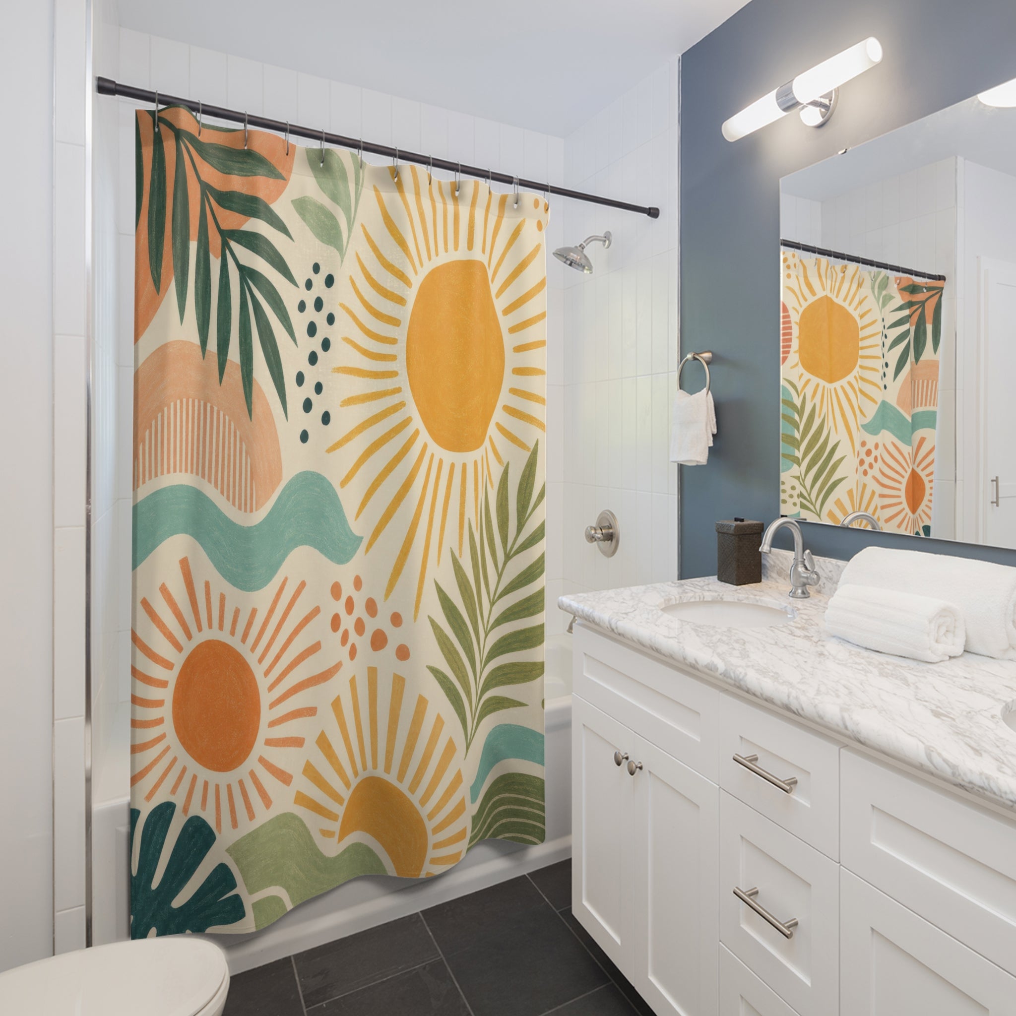 Yellow Sun Palm Shower Curtain