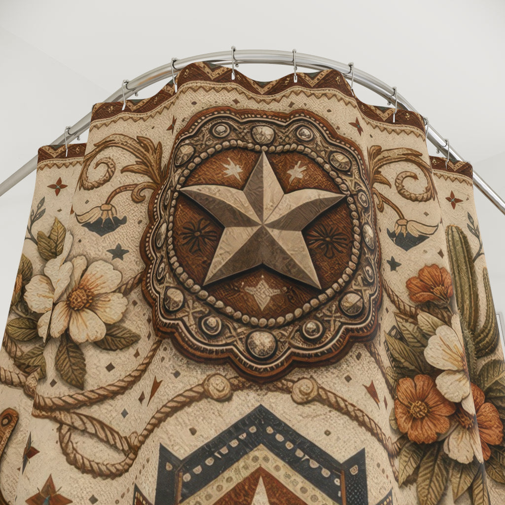 Western Floral Shower Curtain – Desert Ranch Beige