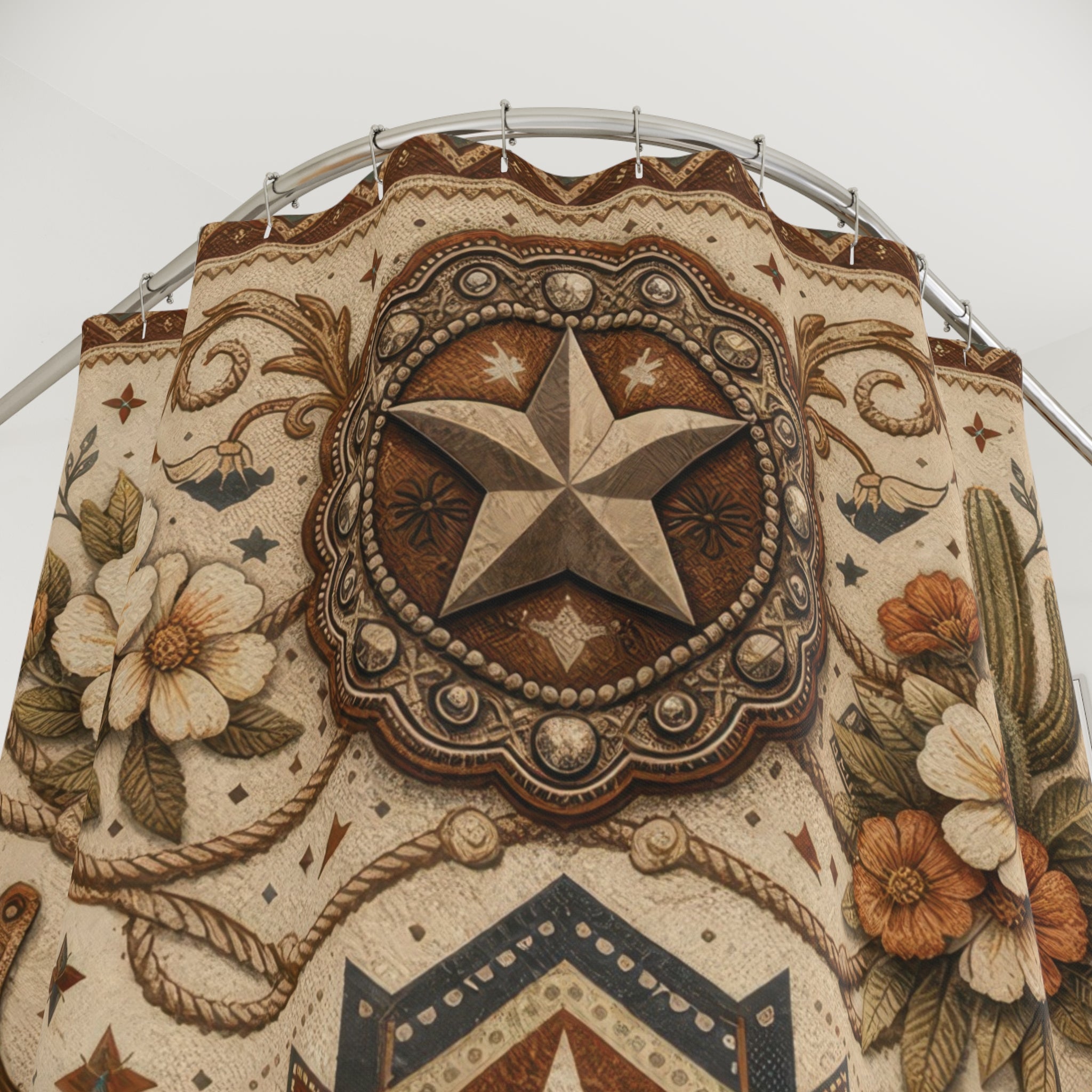 Western Floral Shower Curtain – Desert Ranch Beige