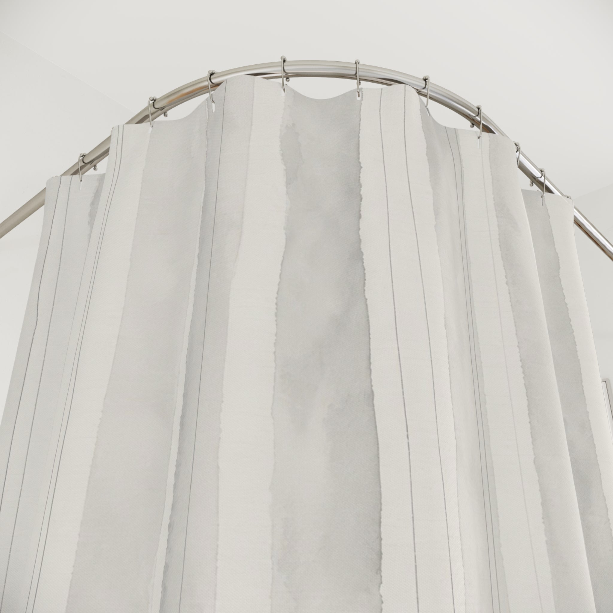 Pale Grey Watercolor Stripe Shower Curtain