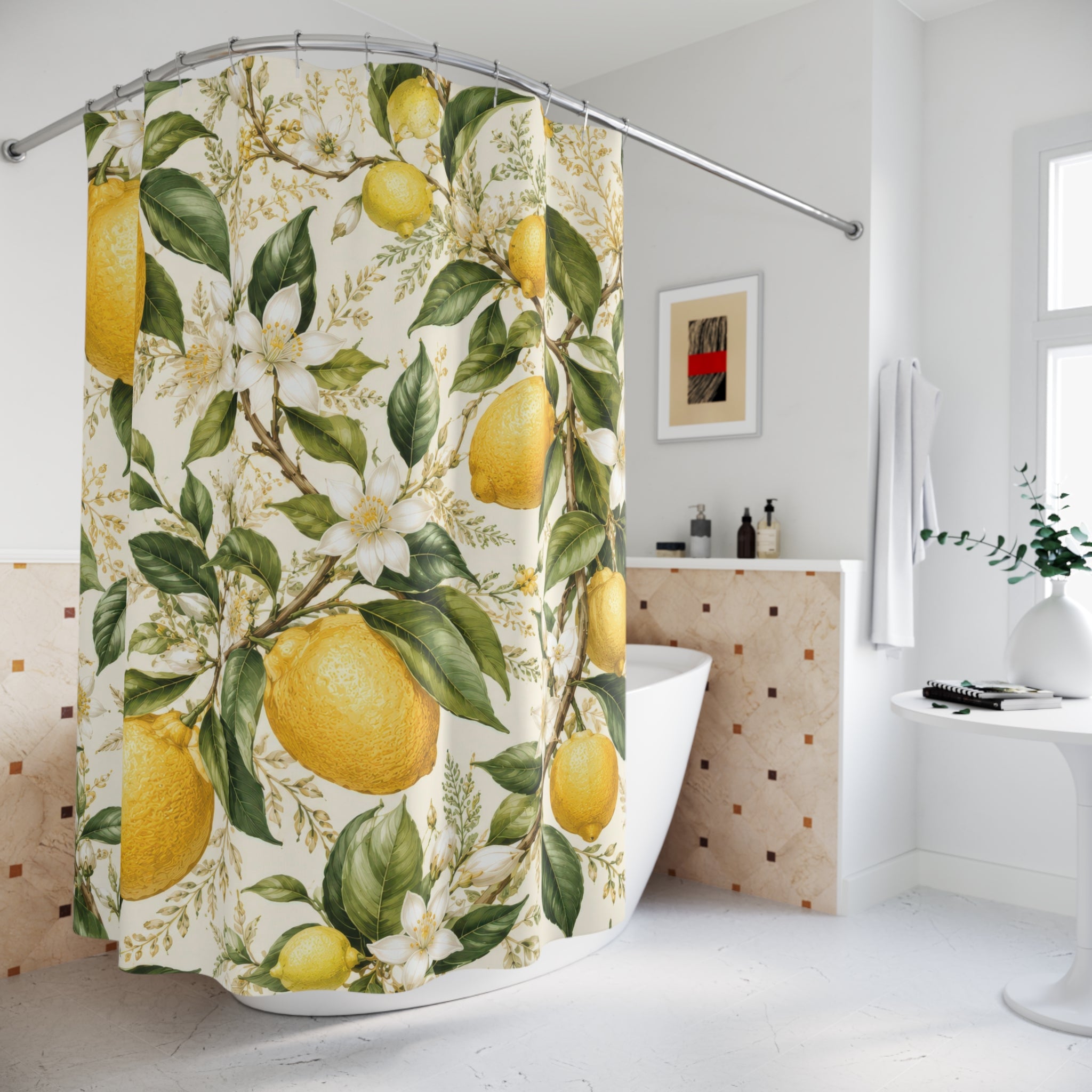 Lemon Shower Curtain: Citrus Botanical